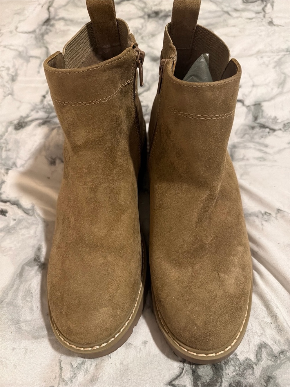 Sonoma Tan Suede Ankle Booties with Side Zip